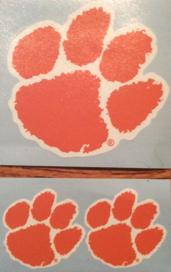 Clemson Tigers Orange White Tiger Paw 4 2 2 Premium Vinyl Decal Sticker Licensed Ncaa