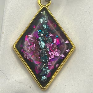 Purple and Teal Glitter/Glass Shard Pendant
