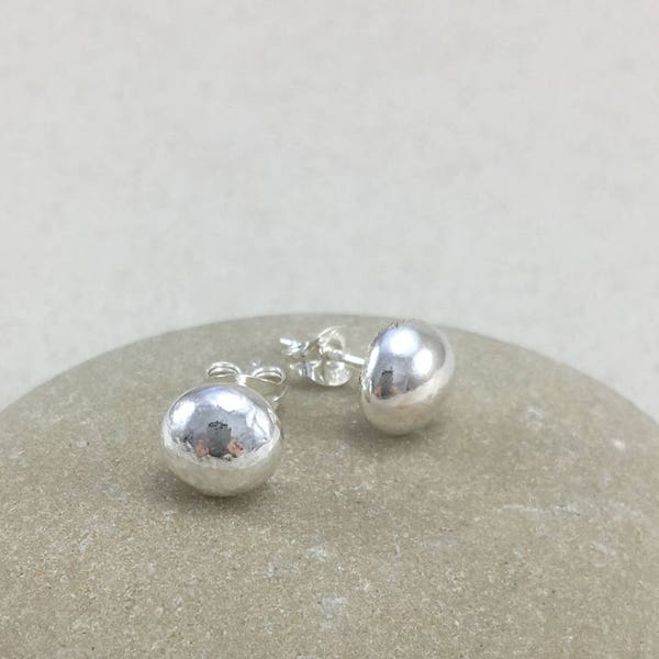 Everyday Sterling Silver Stud Earrings, Silver Earrings, Handmade Recycled Silver Stud Earrings, Silver Nugget Earrings, Round Stud Earrings