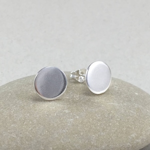Sterling Silver Circle Stud Earrings, Circle 10 mm Studs, Polished Silver Round Earrings, Mini Silver Stud Earrings, Disc Earrings