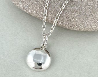 Solid Sterling Silver Pebble Necklace