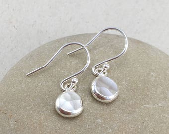 Silver Pebble Earrings, Polished Silver Nugget Earrings, Handmade Silver Earrings, Silver Dangle Earrings Dangle Pebble Earrings