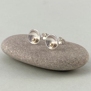 Mini Sterling Silver and 9ct Gold Stud Earrings, Silver & 9ct Gold Studs, Gold and Silver Earrings, Silver Stud Earrings