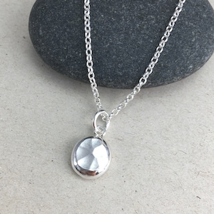 Sterling Silver Hammered Pebble Necklace, British Silver Nugget Pendant, Handmade Silver Pebble Necklace on Chain, Recycled Silver Pendant