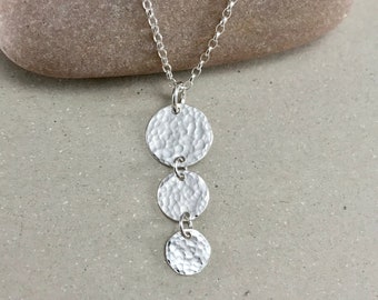 Hammered Sterling Silver Triple Circle Pendant