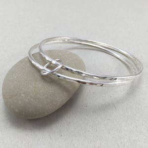 Double Hammered Silver Bangles, Linked Solid Silver Bangles, Skinny Bangles, Stacking Bangles, 2.5mm Silver Bangles, Silver Bracelet, 21st