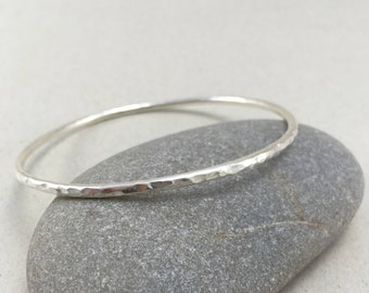 Hammered Silver Bangles, Solid Silver Bangles, Skinny Bangles, Stacking Bangles, 2.5mm Silver Bangles, Silver Bracelet, Hammered Silver