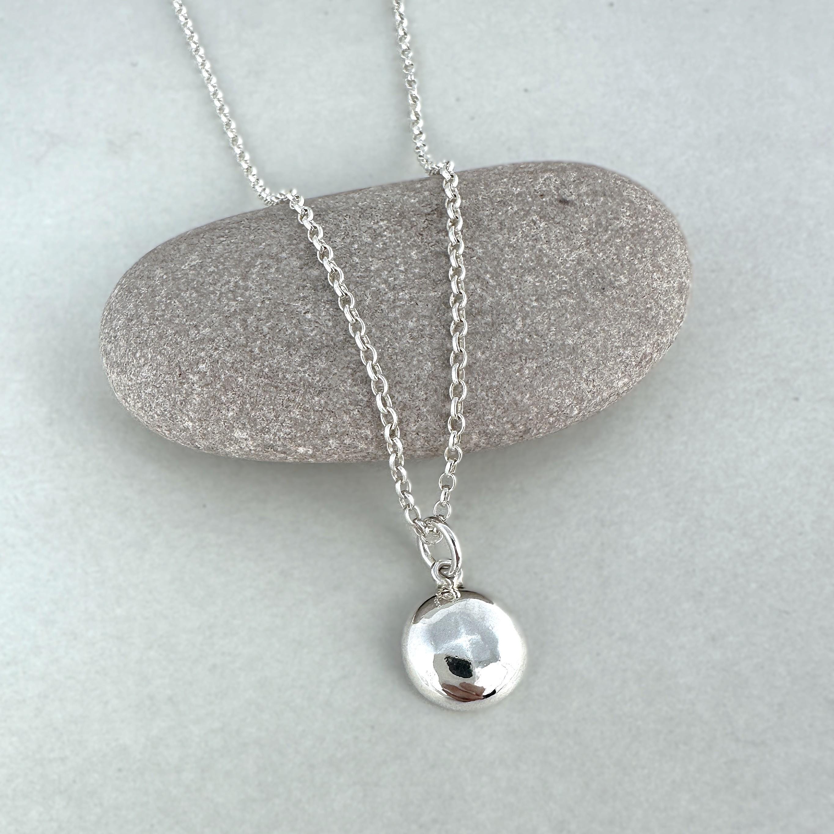 Solid Sterling Silver Pebble Necklace - Etsy