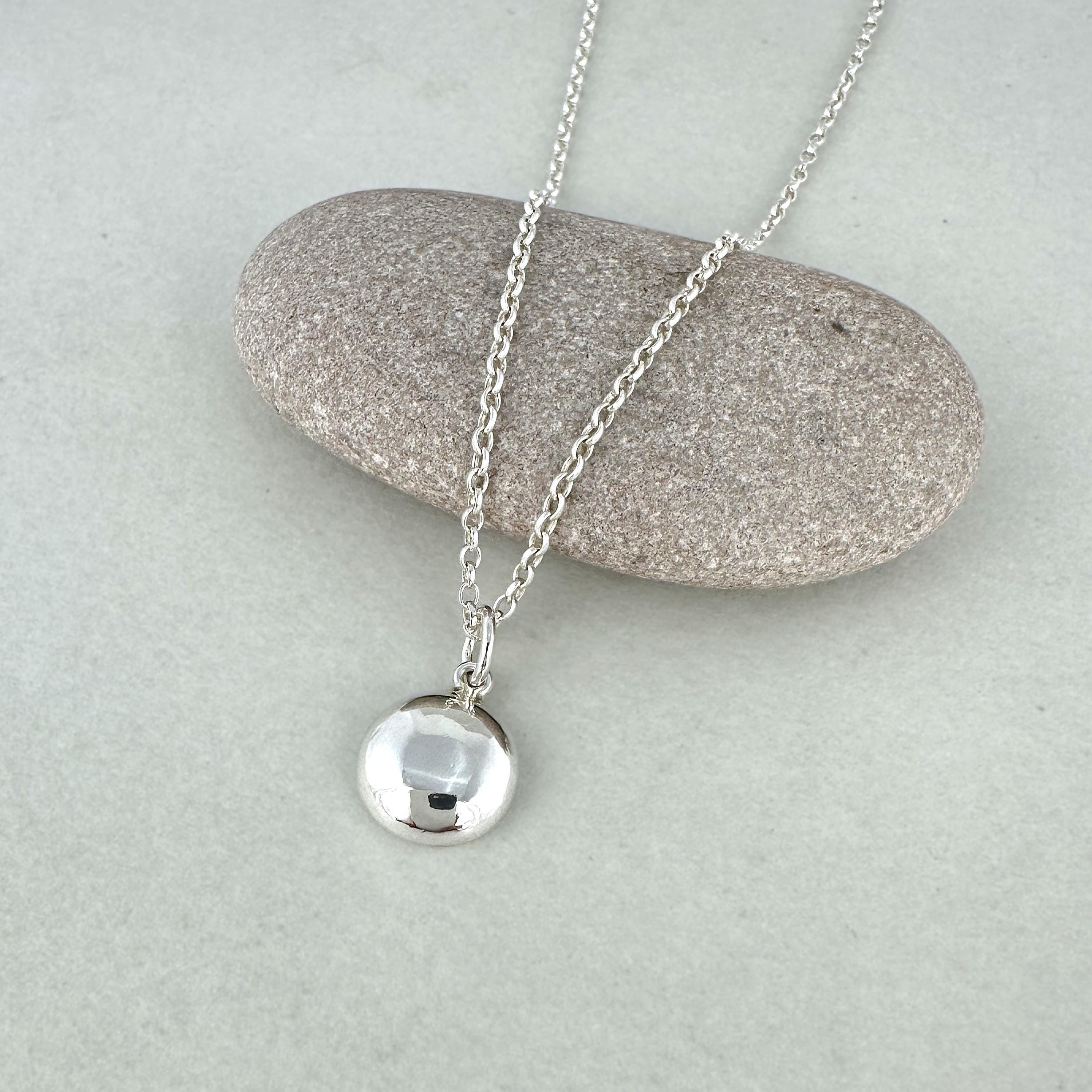 Solid Sterling Silver Pebble Necklace - Etsy