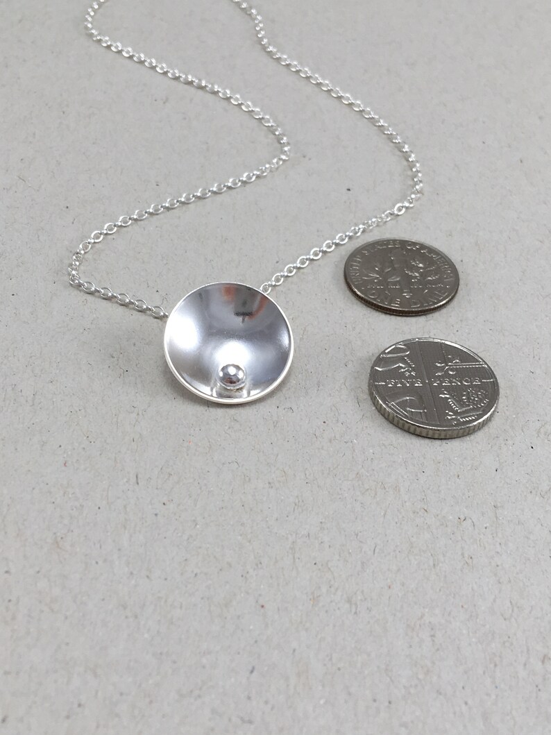 Silver Jewellery Gift Set Silver Necklace and Studs Silver Circle and Pebble Necklace Sterling Silver Dome Necklace /& Earring Set