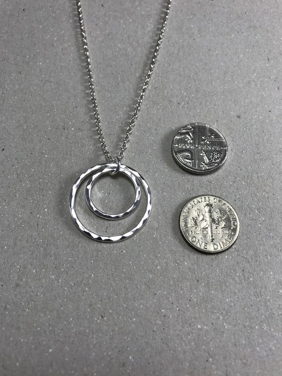 Circle Pendant Necklace Hammered Texture Sterling Silver Circle Pendant Necklace Hammered Texture Sterling Silver