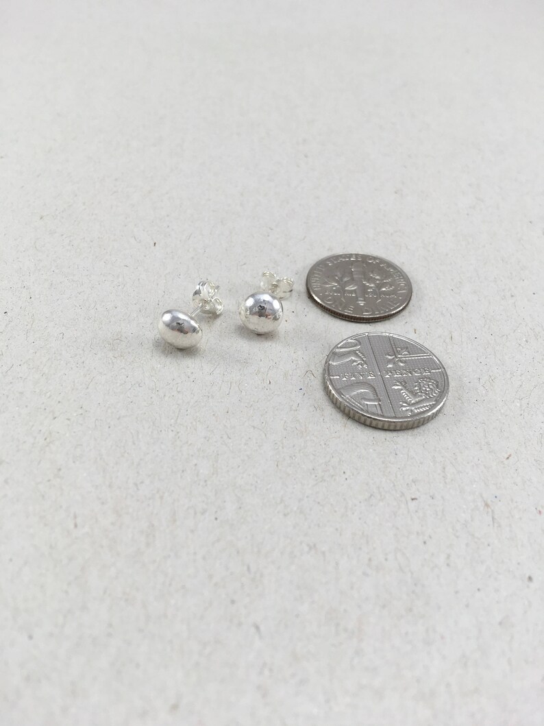 Round Stud Earrings Handmade Recycled Silver Stud Earrings Silver Stud Earrings Silver Nugget Earrings Handmade Silver Pebble Earrings