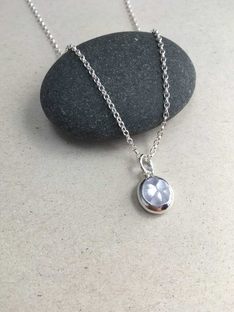 Hammered Sterling Silver Pebble Necklace - Etsy