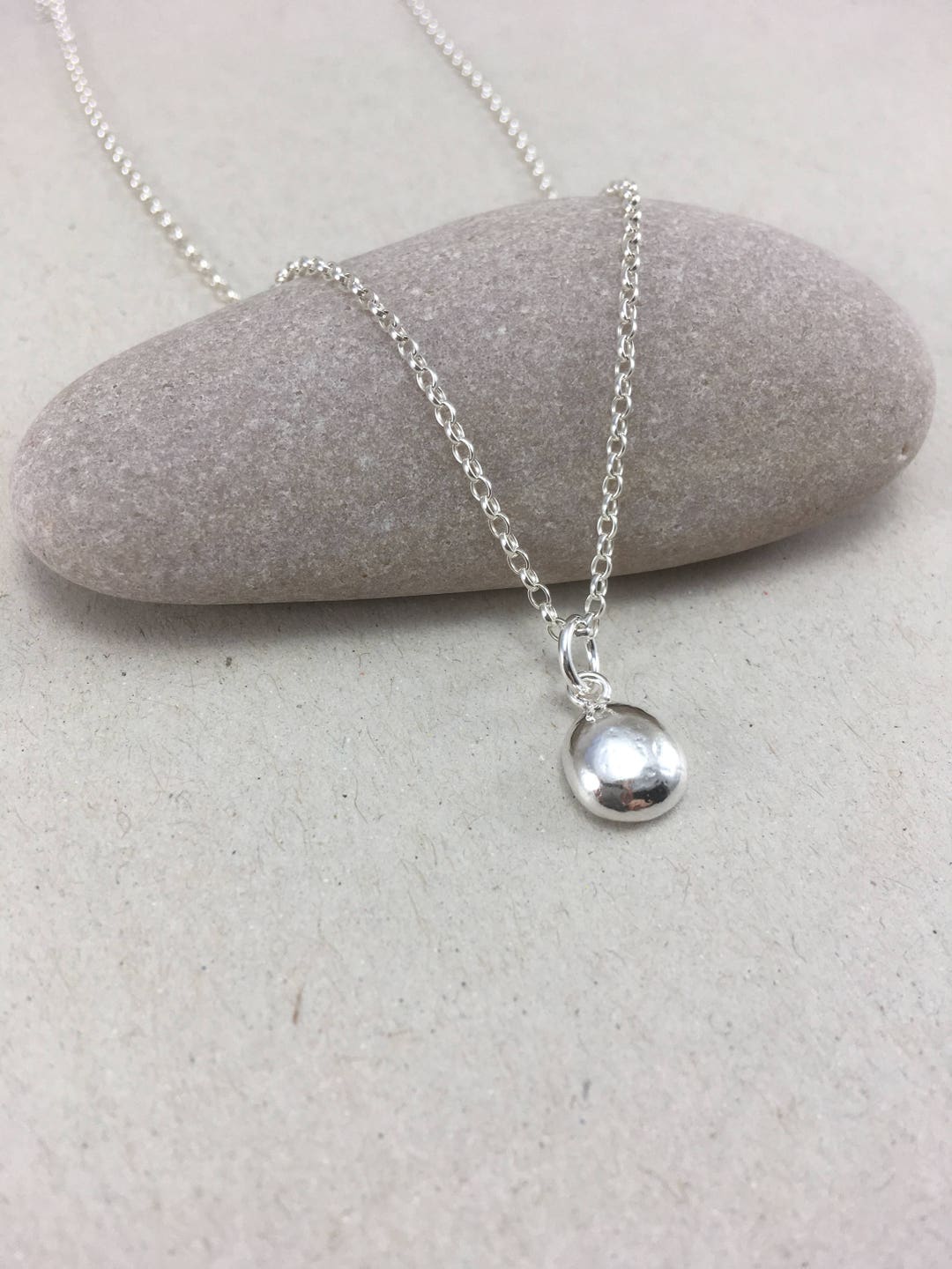 Pebble Necklace - Silver / Black