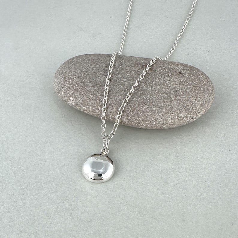 Solid Sterling Silver Pebble Necklace - Etsy