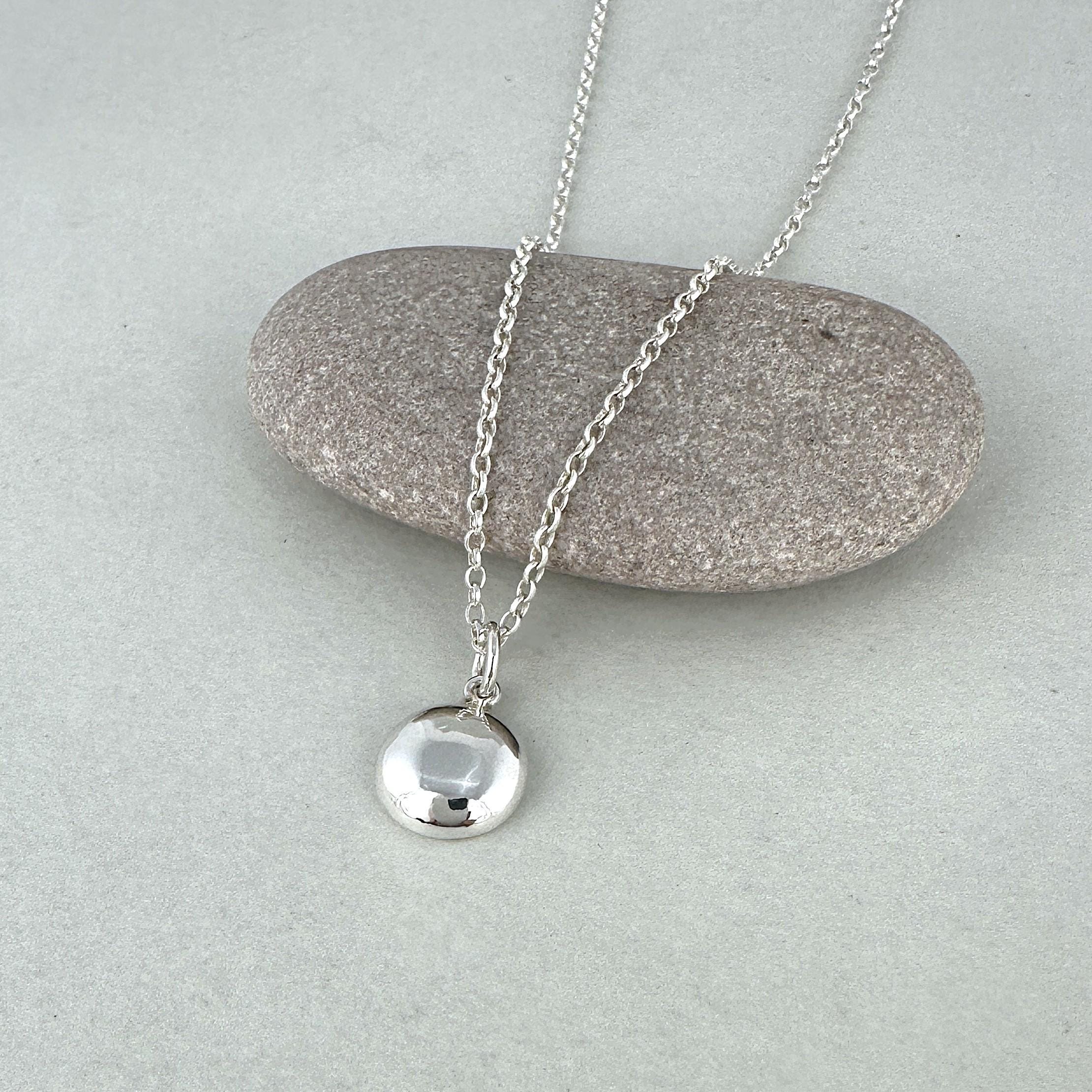 Solid Sterling Silver Pebble Necklace - Etsy
