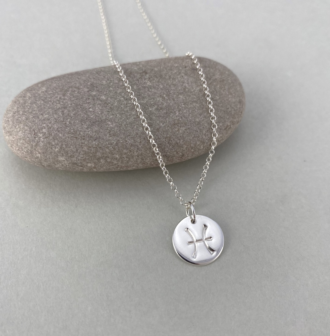 Sterling Silver Pisces Zodiac Necklace, Star Sign Pendant - Etsy