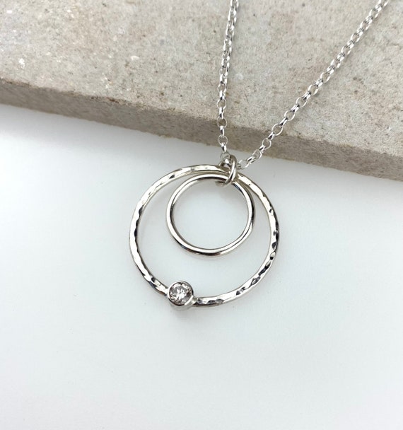 Open Circle Diamond 925 Silver Necklace - Sliver Jewellery - Shinewine –  Shinewine.co