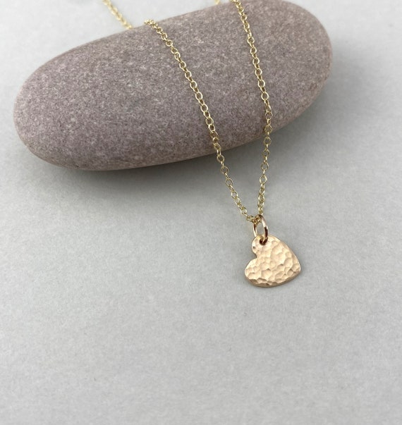 Mini Hammered Solid 9ct Gold Love Heart Necklace Handmade Gold Heart Pendant Valentines Love Heart Jewellery Heart of Gold Necklace Etsy Canada