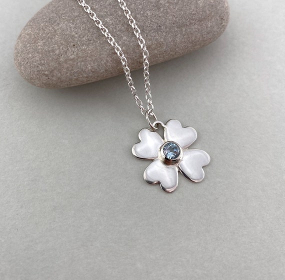 Blue topaz flower necklace shop