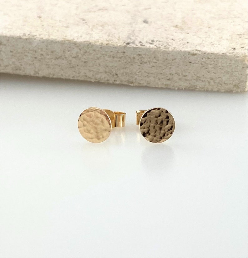 hammered disc stud earrings