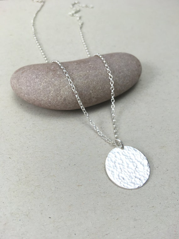 Silverbeat sterling silver jewellery ~ Hammered Disc necklace – Kim Wallace  Ceramics