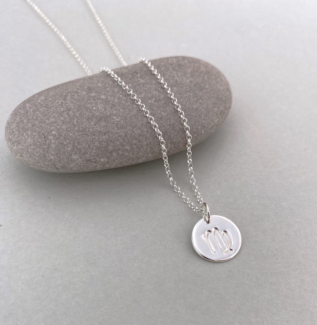 Sterling Silver Virgo Zodiac Necklace, Star Sign Charm Pendant - Etsy UK