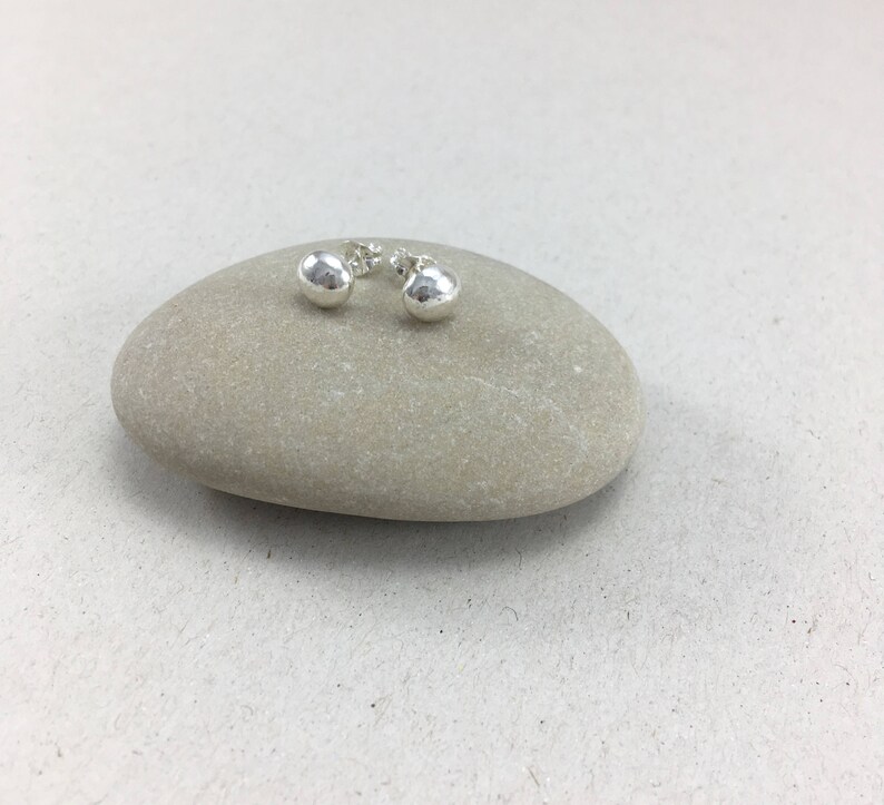 Round Stud Earrings Handmade Recycled Silver Stud Earrings Silver Stud Earrings Silver Nugget Earrings Handmade Silver Pebble Earrings