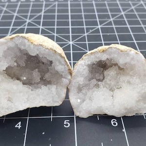 Beautiful small whole Moroccan geode, 2 halfs of open face Moroccan geode, crystals,  Cracked crystal egg,817