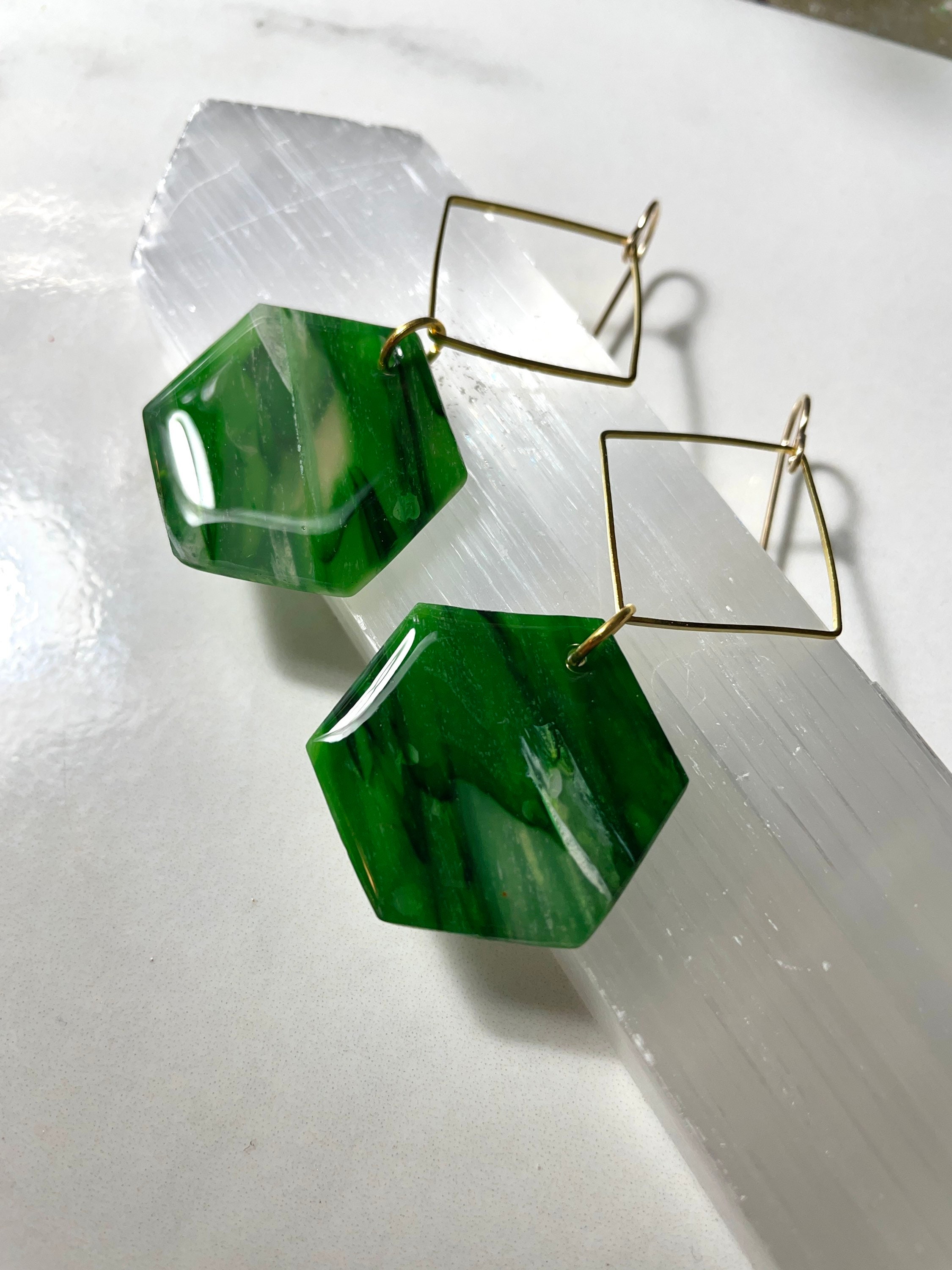 Faux emerald green and translucent polymer clay with gold Etsy