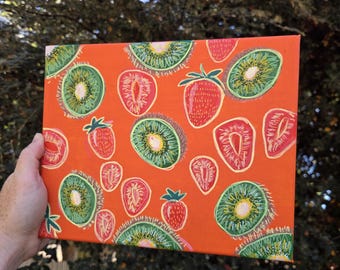 Kiwi Fresa - Pintura acrílica sobre lienzo