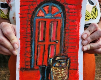 Door - Original Oil Pastel Drawing