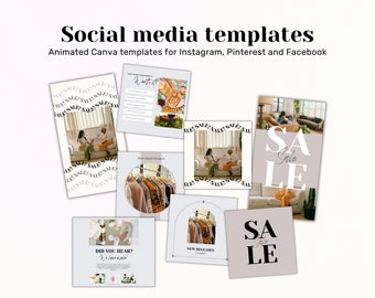 Social media animated sales templates in Canva for instagram, facebook and pinterest