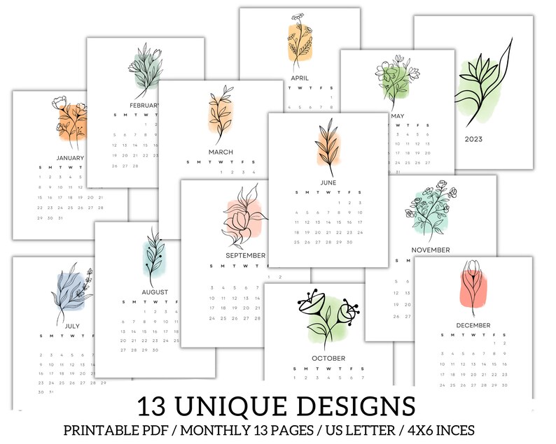 Boho Printable 2024 Desk Calendar Botanical Calendar Etsy Australia