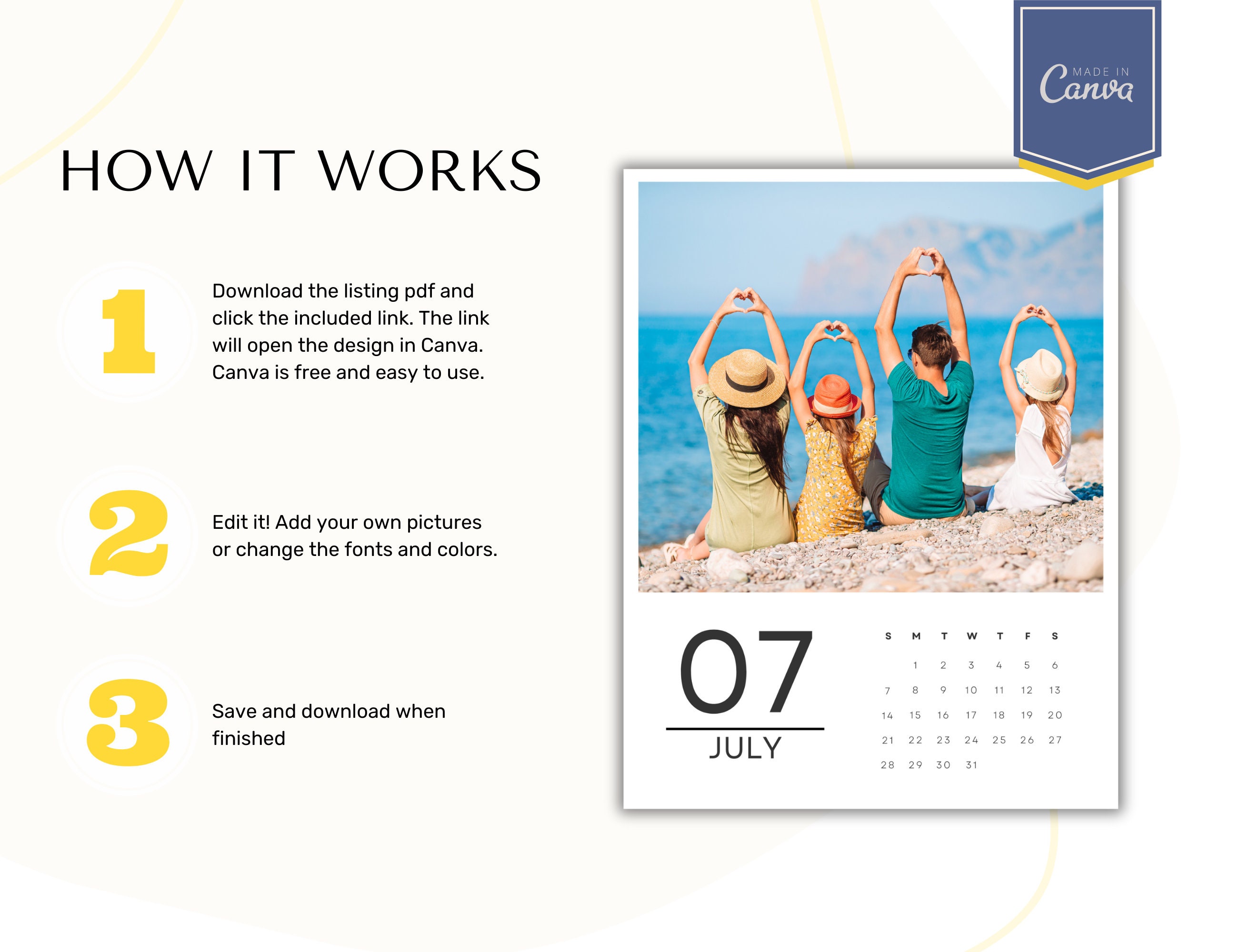 2025 Family Photo Calendar Canva Template Monthly Calendar 2025 Desk ...