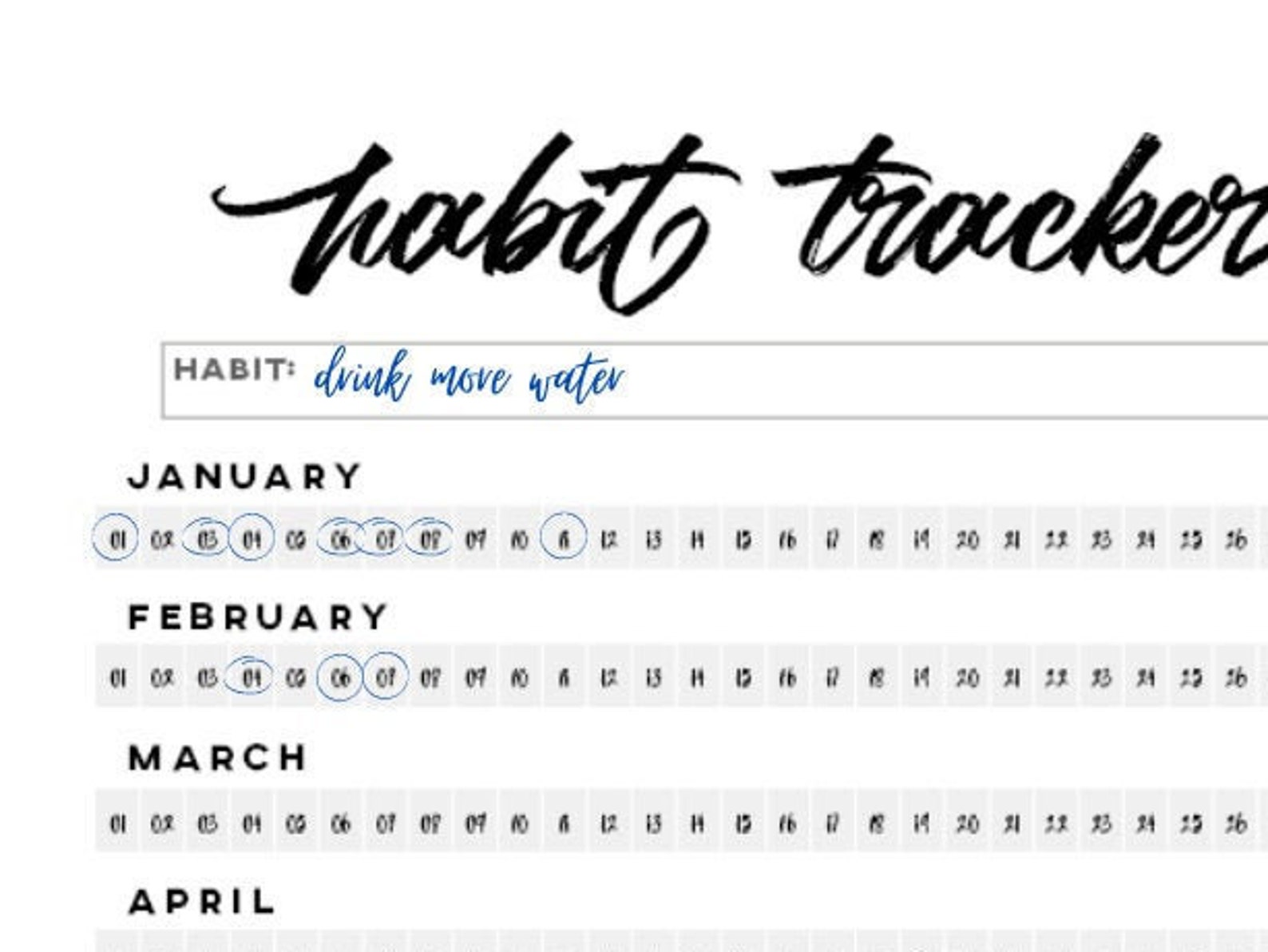 Spring Can Tracker Printable Yearly Habit Tracker, Spring Planner and Flower Tracker, Goal ...