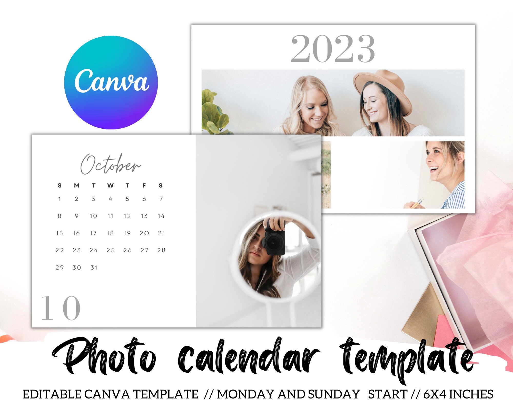 2023 Family Photo Calendar Canva Template Modern Monthly - Etsy