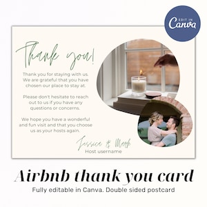 Airbnb host thank you card, canva template Welcome Card, vacation rental host editable template vrbo thank you airbnb printable