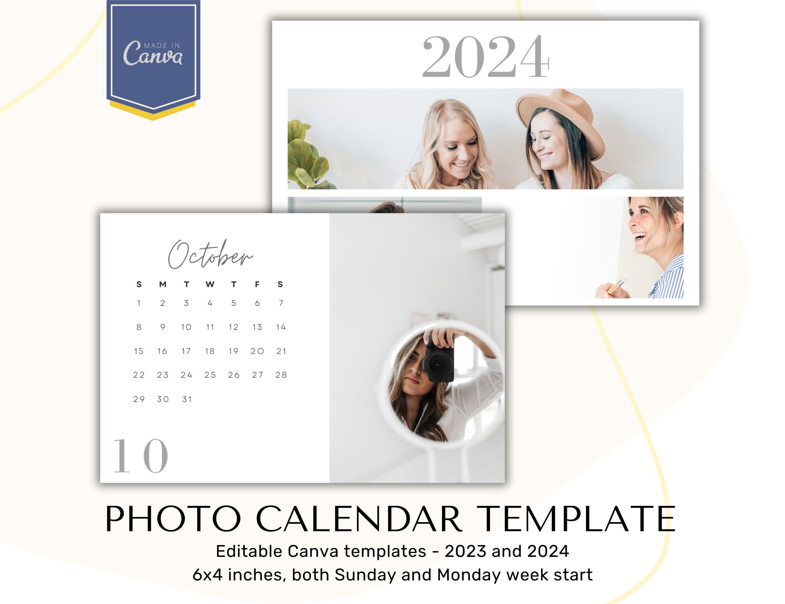 2024 Family Photo Calendar Canva Template Modern Monthly Calendar 2024 Desk Calendar  Template Editable Diy Calendar - Etsy