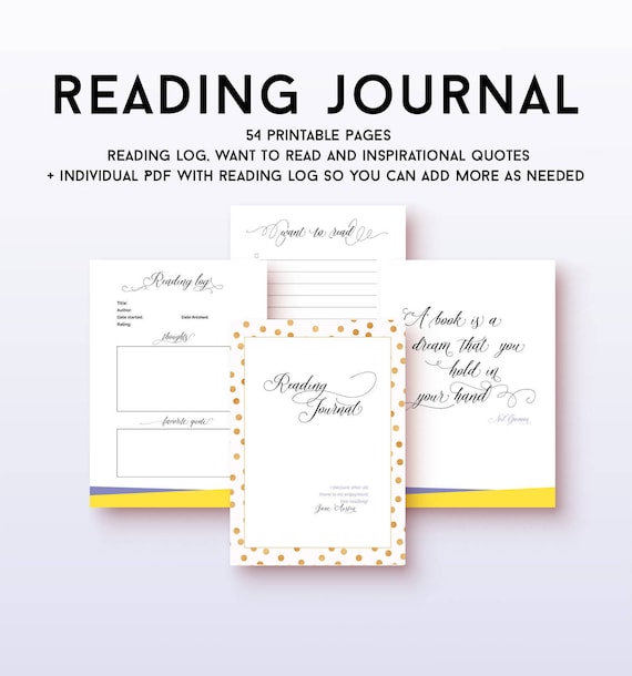 Printable Reading Journal Digital Download Reading Log With Etsy