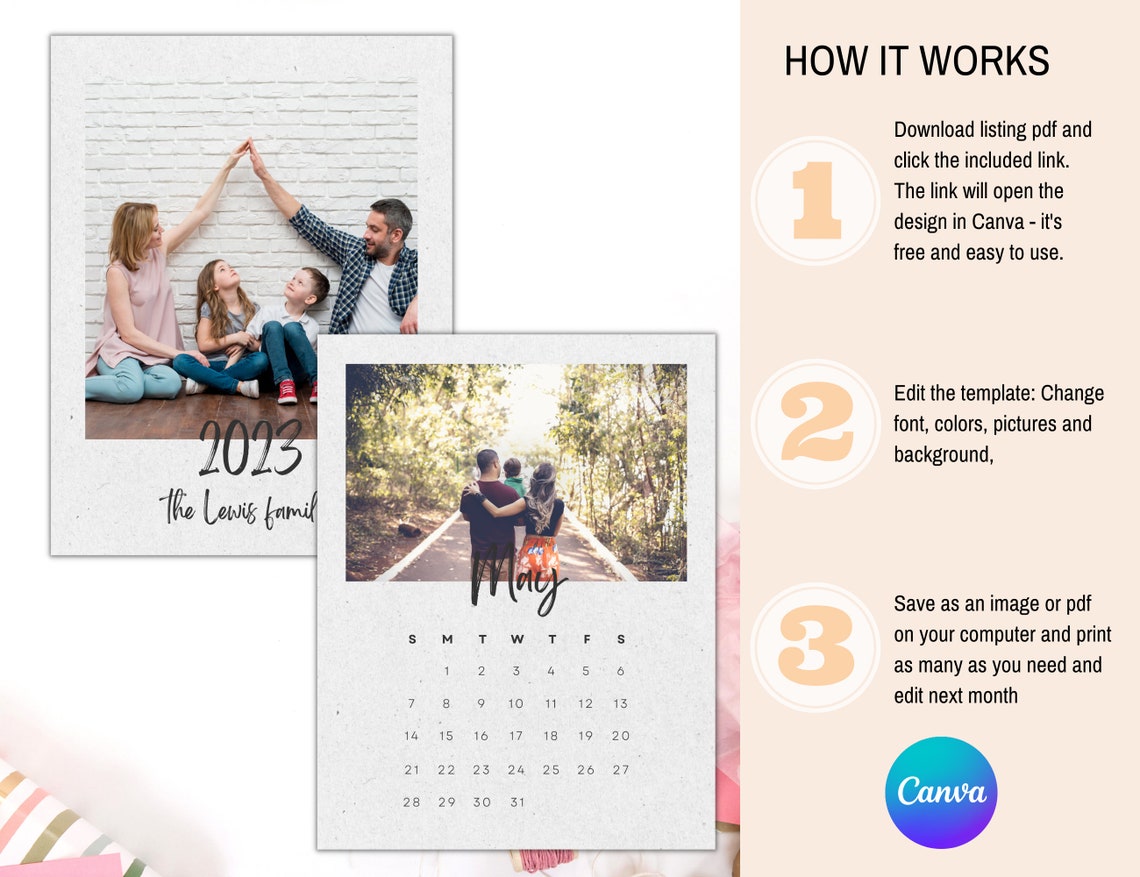 2024 Family Photo Calendar Canva Template Monthly Calendar Christmas
