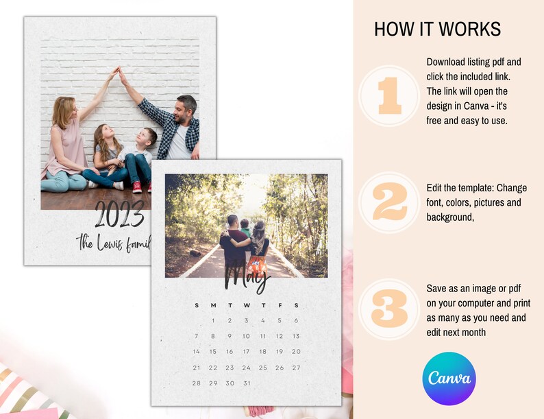 2024 Family Photo Calendar Canva Template Monthly Calendar Christmas