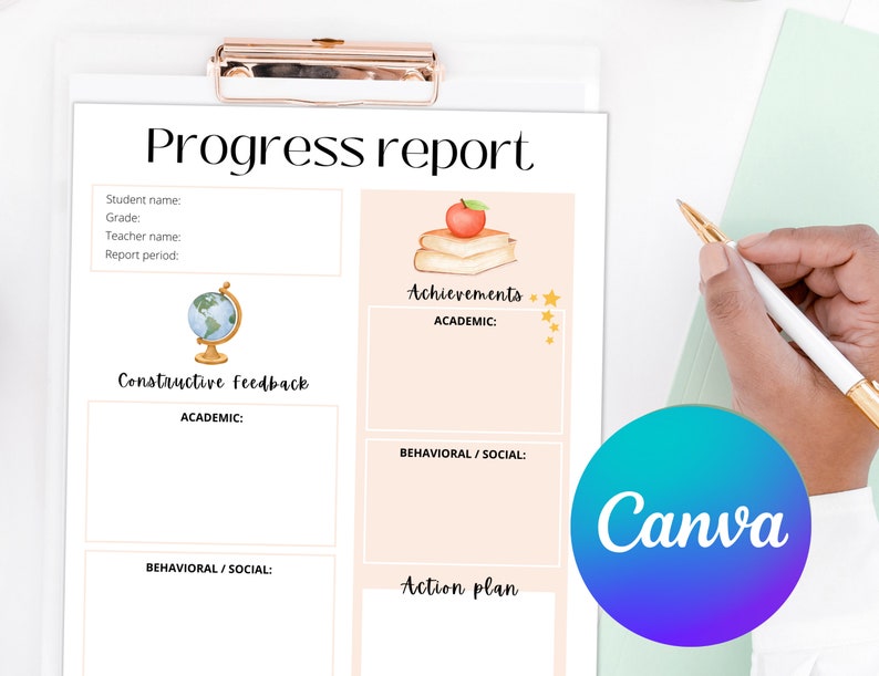 Student Progress Report, Canva Template Printable, Editable Teacher ...