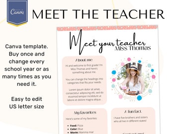 Meet the Teacher Template Canva Template Editable Template Back to ...