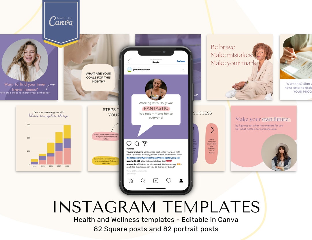 160+ Health and Wellness Coach, Pastel Canva Instagram Coaching ...