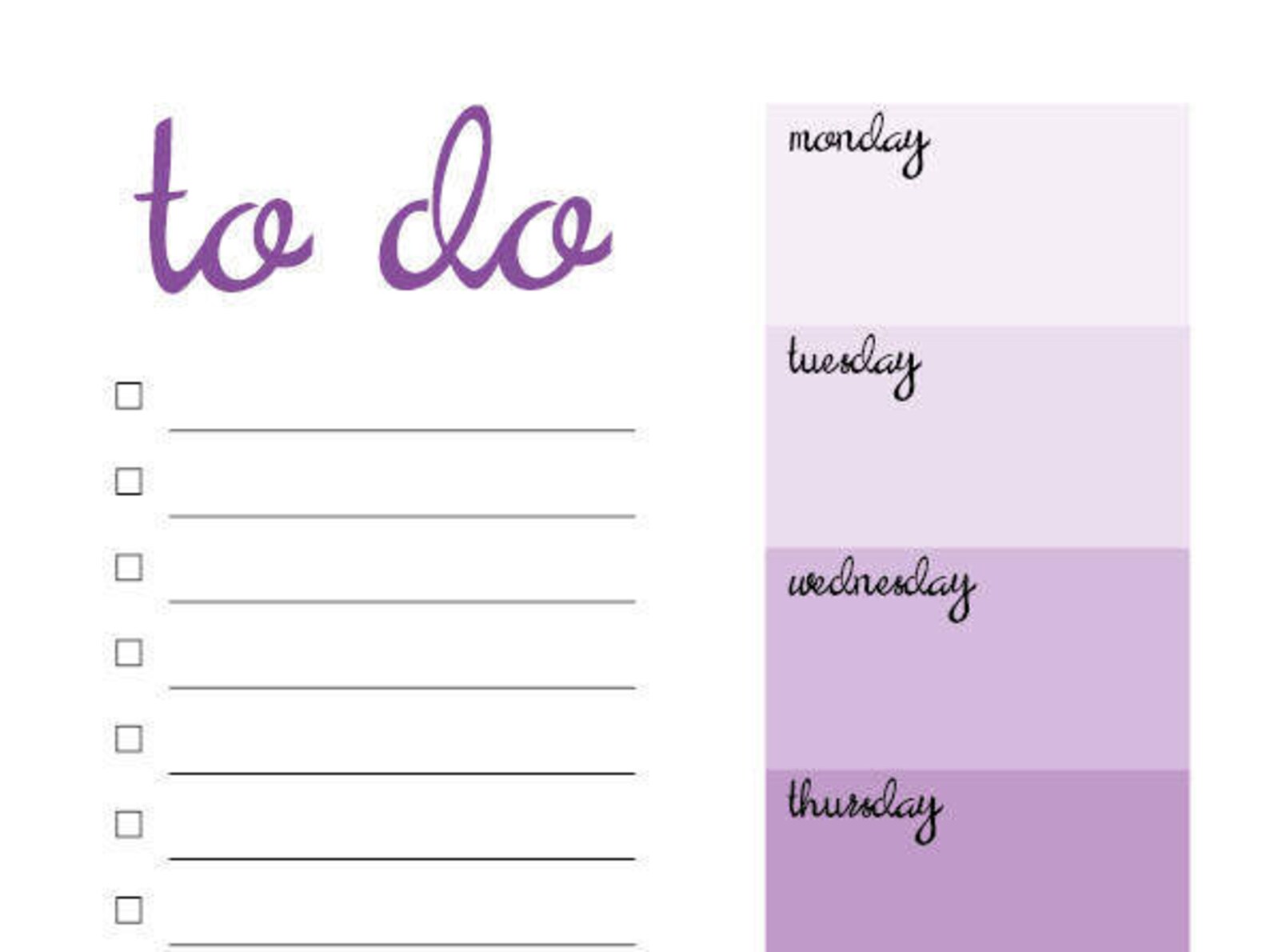 Printable Weekly to Do List in Purple Ombre to Do List Bullet - Etsy