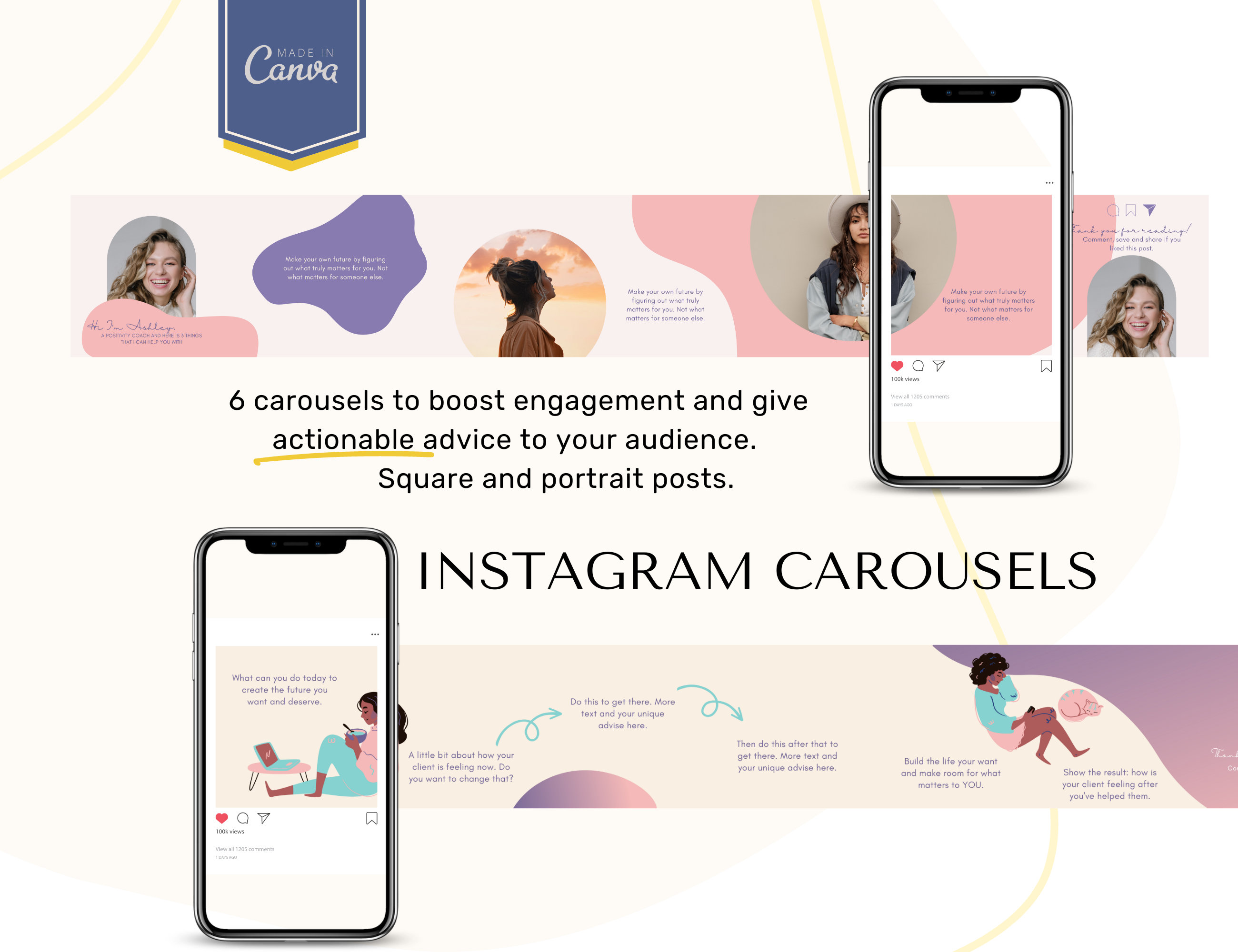 Instagram Carousel Posts for Health and Wellness Coach Canva Template ...