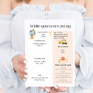 Substitute Teacher Note, Canva Template Printable With While You Were ...