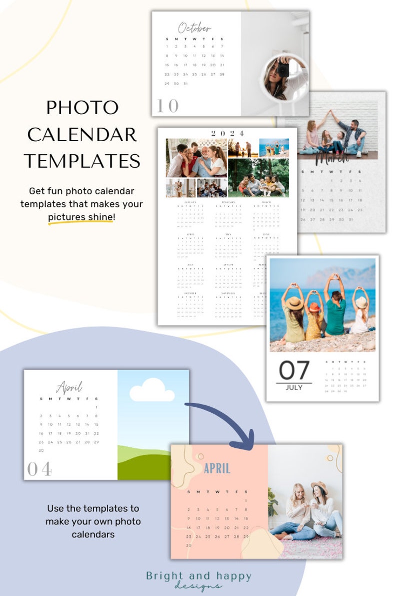 Family Photo Calendar 2025, Canva Template Editable Minimalist Calendar