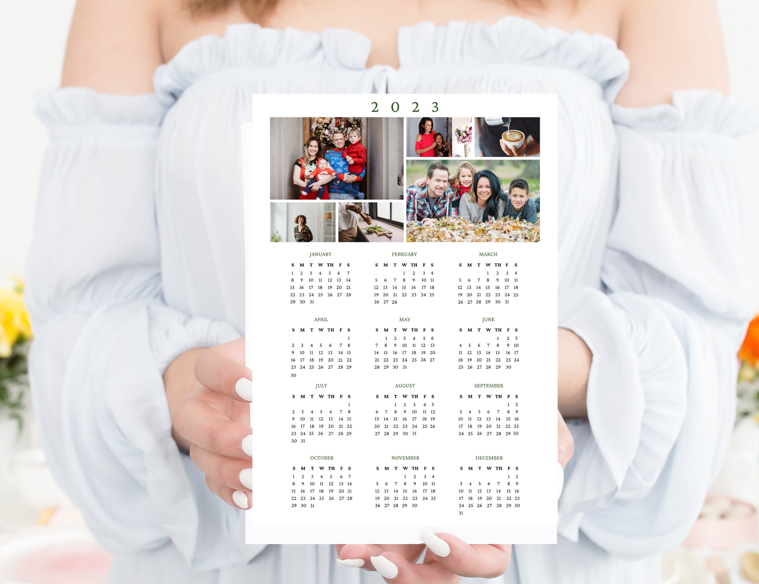 Family Photo Calendar 2024, Canva Template Editable Minimalist Calendar